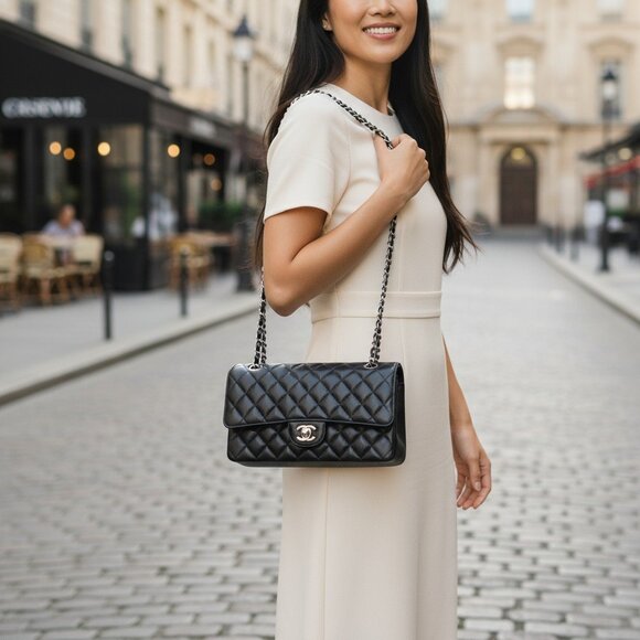 Chanel Black Caviar Leather Classic Medium Double Flap Bag SHW - Picture 5 of 11